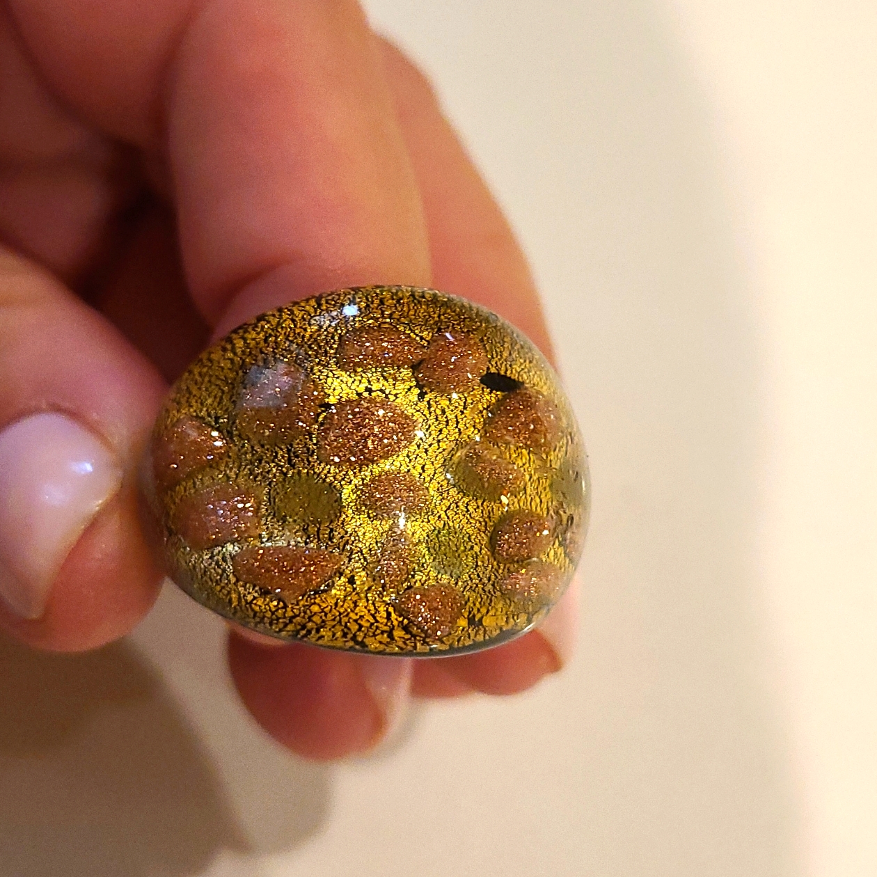 Bohemian Glass Ring Italy Sz 6.25-6.5